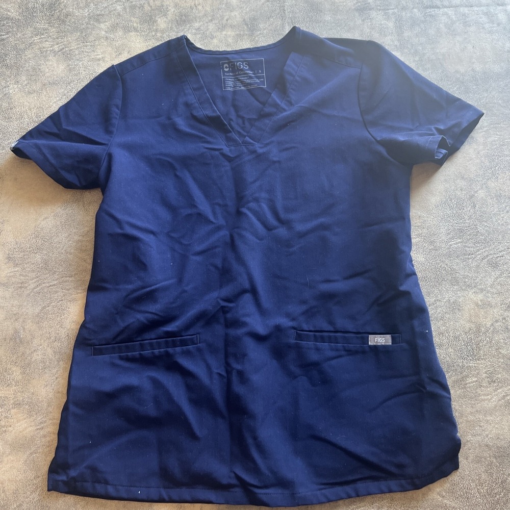 FIGS Scrub Top Women's Size S Casma 3 Pocket Blue Technical Collection